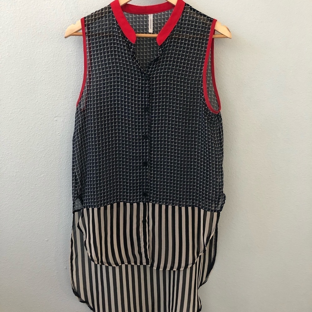 Striped sheer button down